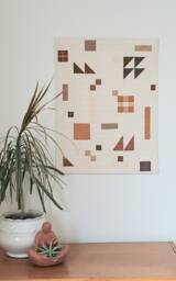 "Minimalist Quilted Wall Hanging Abstract Geometric Cotton Tapestry, 18"" X 24" - thumbnail 1