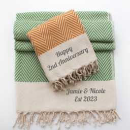 Personalised Cotton Throw - Garden Shawl Gift For Her Anniversary Retirement Gift 2nd Wedding - thumbnail 1