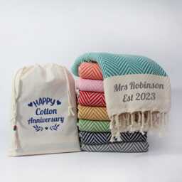 Personalised Cotton Throw - Garden Shawl Gift For Her Anniversary Retirement Gift 2nd Wedding - thumbnail 3