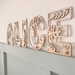 Wooden Tropical Leaves Letters Alphabet, Personalised Childrens Nursery Decor, Scandi Accessory, For Wall - thumbnail 2