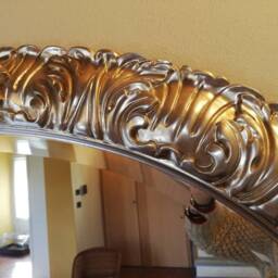 Large Oval Baroque Mirror in White Or Classic Silver, 85 X 125 cm - Made Italy Entrance Mirror, Bedroom Mirror - thumbnail 4