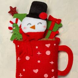 Felt Christmas Ornaments Teacup Ornament Neighbor Gift, Hanging Tree Decor - thumbnail 3