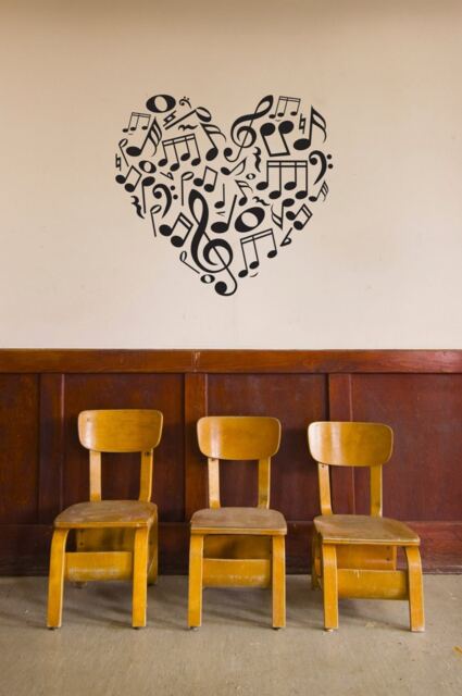 Music Icons Notes & Symbols Heart - Wall Decal Custom Vinyl Art Stickers - image 1