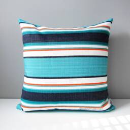 Blue & White Outdoor Sunbrella?? Pillow Cover With Stripes, Fade Resistant Cushion For Garden Patio & Patio, Mazizmuse - thumbnail 3
