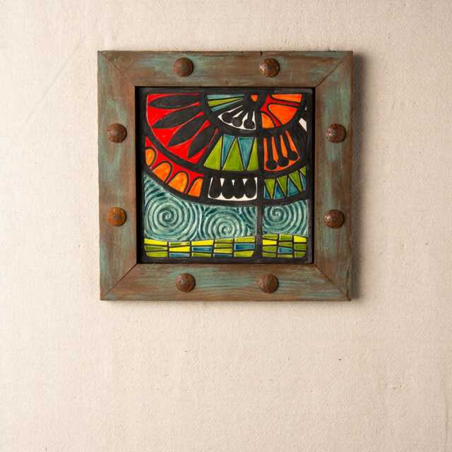 Handmade Tree Of Life Ceramic Mosaic - Rustic Wood Frame Wall Art - Made To Order - image 1