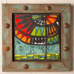 Handmade Tree Of Life Ceramic Mosaic - Rustic Wood Frame Wall Art - Made To Order - thumbnail 3