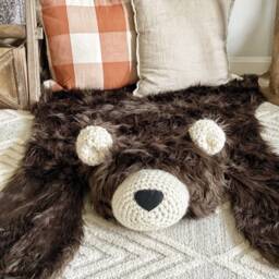 Brown Bear Rug in Faux Fur For Forest Nursery Decor - thumbnail 3