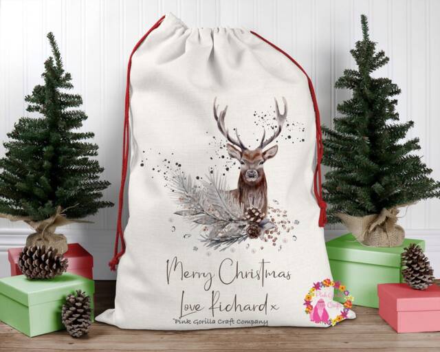 Christmas Sack, Santa Xmas Decoration, Personalised Gift, Bag, Custom - image 1