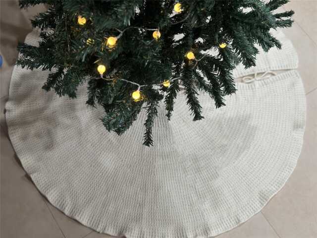 Hand-Knitted Beige Christmas Tree Skirt, 48'' Tall Dress - image 1