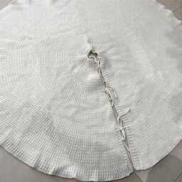 Hand-Knitted Beige Christmas Tree Skirt, 48'' Tall Dress - thumbnail 2