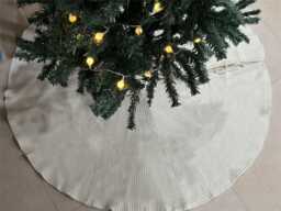 Hand-Knitted Beige Christmas Tree Skirt, 48'' Tall Dress - thumbnail 1