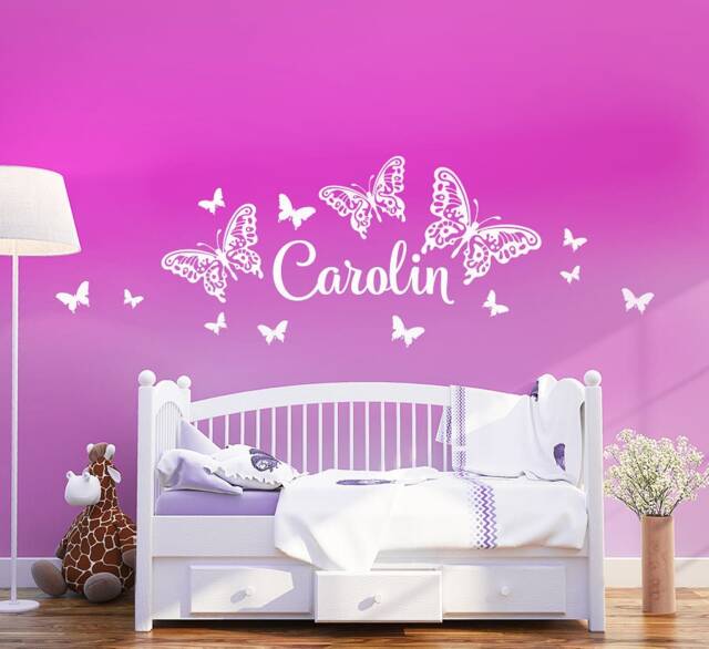 Wall Sticker Child's Name With Butterflies Desired Wall Children's Room Art Decal Wk02 - image 1