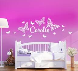 Wall Sticker Child's Name With Butterflies Desired Wall Children's Room Art Decal Wk02 - thumbnail 1