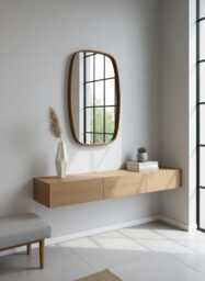 Solid Wood Wall Mirror, Walnut Or Oak Frame, Bathroom & Hallway Mirror - thumbnail 1