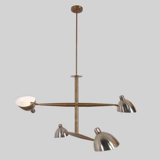 Brass Sputnik Chandelier - Mid Century Modern 4-Light Ceiling Fixture - image 1