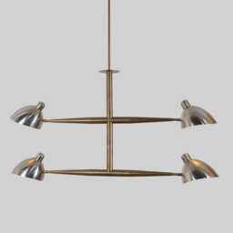 Brass Sputnik Chandelier - Mid Century Modern 4-Light Ceiling Fixture - thumbnail 2