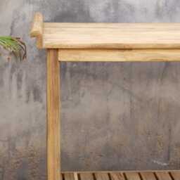Reclaimed Teak Side Table Rustic Minimalist Entryway End Table With Shelf - thumbnail 4