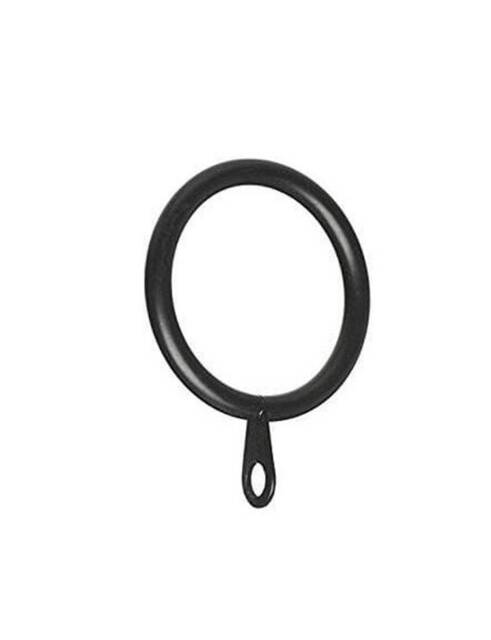 25mm - 28mm Metal Curtain Rings With Fixed Hoop Matt Black Ring X 6