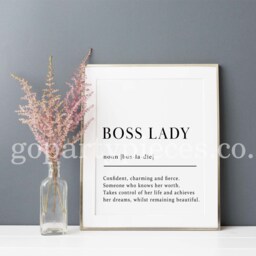 Boss Lady Definition Print, Office Wall Decor, Girl Unfamed Power Feminist N19 - thumbnail 1