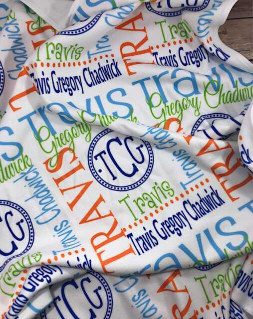 Personalized Name Blanket, Custom Baby Shower Gift, Soft Minky Fleece Bedding - image 1