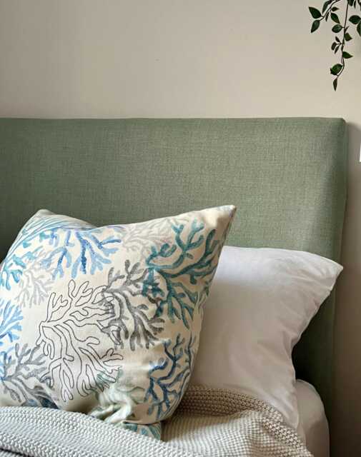 Bespoke Headboard Cover - Sea Green Linen Style Fabric - image 1