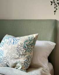 Bespoke Headboard Cover - Sea Green Linen Style Fabric - thumbnail 1