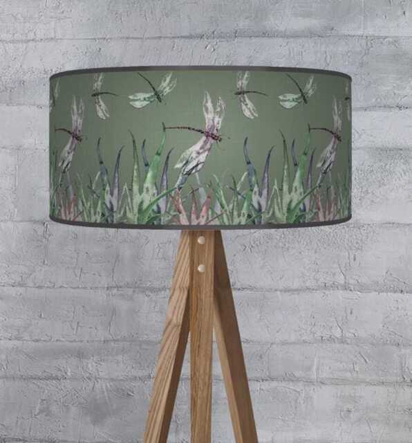 Dragonfly Lampshade Sage Green Floral Pendant Light Shade Handmade Ceiling Lighting Decor - image 1