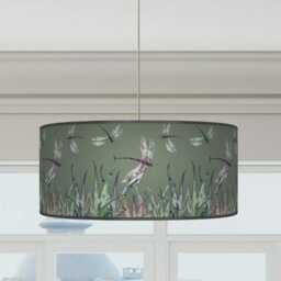 Dragonfly Lampshade Sage Green Floral Pendant Light Shade Handmade Ceiling Lighting Decor - thumbnail 3