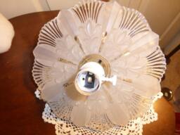 Vintage Etched Glass Pendant Light Lamp Lighting Hanging 41721 A