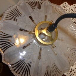 Vintage Etched Glass Pendant Light Lamp Lighting Hanging 41721 A - thumbnail 3