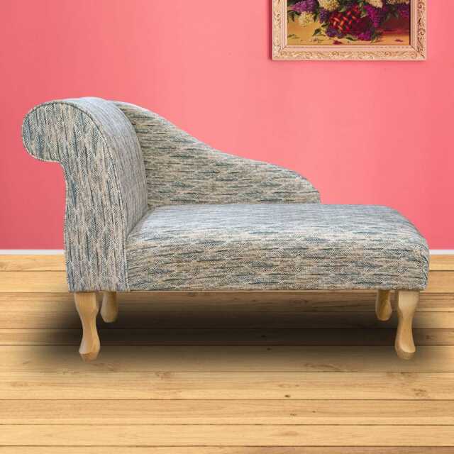 Abstract Leaf Beige Mini Chaise Longue - Handmade in Britain - image 1