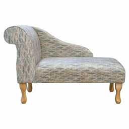 Abstract Leaf Beige Mini Chaise Longue - Handmade in Britain - thumbnail 3