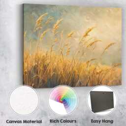 Golden Meadow Grass Soft Impressionist Landscape Canvas Wall Art Print Decor Picture Ready To Hang - thumbnail 2