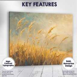 Golden Meadow Grass Soft Impressionist Landscape Canvas Wall Art Print Decor Picture Ready To Hang - thumbnail 1