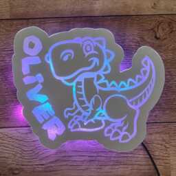 Dinosaur Rainbow Led Light Up Mirror Or Freestanding Bed Lamp Personalised - thumbnail 4