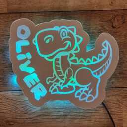 Dinosaur Rainbow Led Light Up Mirror Or Freestanding Bed Lamp Personalised - thumbnail 2