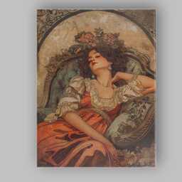 Sleeping Victorian Lady Floral Art Nouveau Portrait Canvas Wall Print Decor Picture Ready To Hang - thumbnail 1