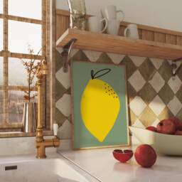Lemon Unframed Print - Fruit Minimalistic Poster Kitchen Art Prints Decor Colourful Cute - thumbnail 3
