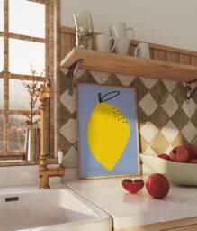 Lemon Unframed Print - Fruit Minimalistic Poster Kitchen Art Prints Decor Colourful Cute - thumbnail 1