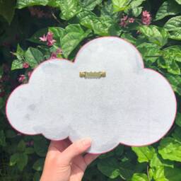 Pink Disco Rain Cloud - Beaded Mirror Wall Hanging Funky Maximalist Pop Art Dopamine Decor - thumbnail 4