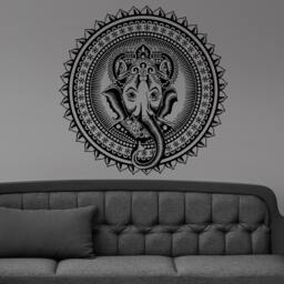 Ganesha Elephant Mandala Ornament Design Wall Sticker Vinyl Mural Decal Home House Apartment Art Decor Free Shipping L136 - thumbnail 1