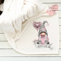 Personalised Blanket - Christmas Gonk Gift For Her Him Custom Name Pink Gonks - thumbnail 2