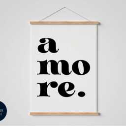 Amore Print - Italian Love Typography Poster Minimalist Black & White Wall Art Romantic Quote Decor - thumbnail 2