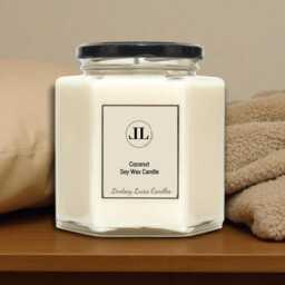 Coconut Scented Candle, Soy Wax Vegan Holiday Scent - thumbnail 2