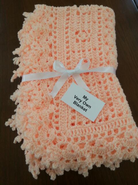 Peach Lace Hand Crocheted Baby Girl Blanket - image 1