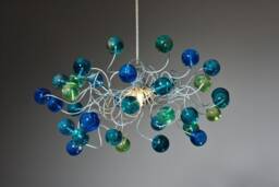 Modern Ceiling Light Fixture Blue Green Resin Bubble Chandelier - thumbnail 2
