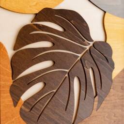 Tropical Leaf Wood Wall Art - Botanical Plant Decor Tree Mid Century Modern Wall Art Boho Room Bauhaus R24 - thumbnail 4
