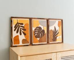 Tropical Leaf Wood Wall Art - Botanical Plant Decor Tree Mid Century Modern Wall Art Boho Room Bauhaus R24 - thumbnail 1