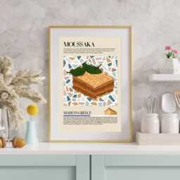 Moussaka Poster, Greek Food Print, Creece Street Food, Kitchen Retro Wall Art, Restaurant Cafe Decor - thumbnail 2