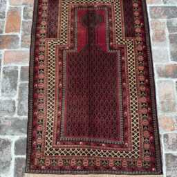 Cozy 3'2x5'1 Prayer Rug - Fine Quality Handwoven Trukish Wool Carpet Beautiful Islamic Mat Oriental Design Bohemian Giftable - thumbnail 2